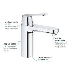 Grohe Eurosmart Cosmopolitan M-Size Mono Basin Mixer with Pop-up Waste - 23325000 -Basin Taps Shop 23325000 D2 460