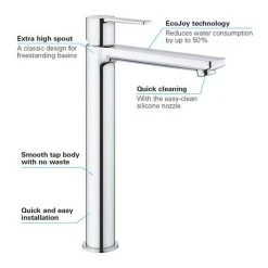Grohe Lineare Tall Mono Basin Mixer - 23405001 -Basin Taps Shop 23405001 D2 460