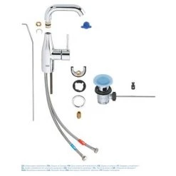 Grohe Essence M-Size Mono Basin Mixer with Pop-up Waste - Chrome - 23462001 -Basin Taps Shop 23462001 D2 460