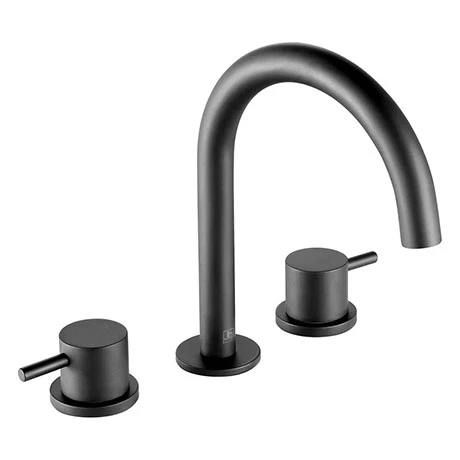 JTP Vos Matt Black 3 Hole Deck Mounted Basin Mixer