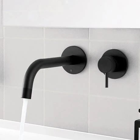 JTP Vos Matt Black Wall Mounted Single Lever Basin Mixer 2 JTP Vos Matt Black Wall Mounted Single Lever Basin Mixer - Image 2