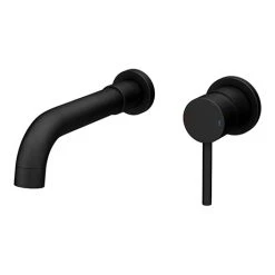 Arezzo Round Matt Black Wall Mounted (2TH) Basin Mixer Tap
