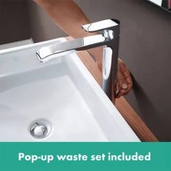Hansgrohe Metris Single Lever Basin Mixer 260 with Pop-up Waste - 31082000 -Basin Taps Shop 31082000 ai4 460