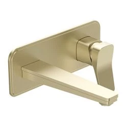 JTP Hix Brushed Brass Wall Mounted Single Lever Basin Mixer