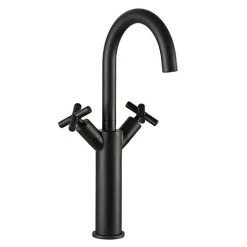 JTP Solex Matt Black Tall Swivel Spout Basin Mixer