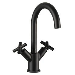JTP Solex Matt Black Swivel Spout Basin Mixer