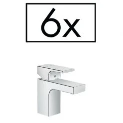 Hansgrohe Pack of 6 Vernis Shape Single Lever Basin Mixer 70 with Pop-up Waste - Chrome - 71596000