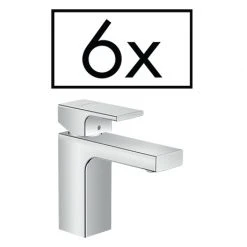 Hansgrohe Pack of 6 Vernis Shape Single Lever Basin Mixer 100 with Pop-up Waste - Chrome - 71597000