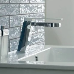 JTP Axel Chrome Single Lever Basin Mixer with Matt White Handle 9 JTP Axel Chrome Single Lever Basin Mixer with Matt White Handle -Basin Taps Shop 74001MWH D4 460