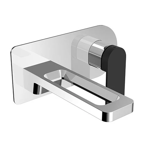 JTP Axel Chrome Wall Mounted Single Lever Basin Mixer with Matt Black Handle 1 JTP Axel Chrome Wall Mounted Single Lever Basin Mixer with Matt Black Handle