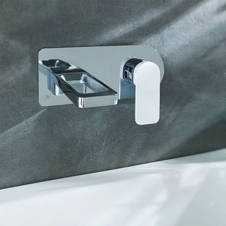 JTP Axel Chrome Wall Mounted Single Lever Basin Mixer with Matt White Handle 2 JTP Axel Chrome Wall Mounted Single Lever Basin Mixer with Matt White Handle - Image 2