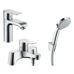 Hansgrohe Metris 110 Basin Mixer + Bath Shower Mixer Tap Package