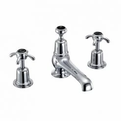 Burlington Anglesey Black 3TH Basin Mixer with Pop-up Waste