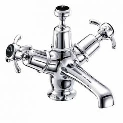 Burlington Anglesey Black Basin Mixer with Click-Clack Waste