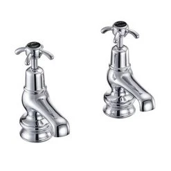 Burlington Anglesey Regent Black Basin Taps 3"