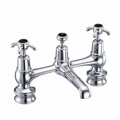 Burlington Anglesey Regent Black Bridge Basin Mixer with Plug & Chain Waste