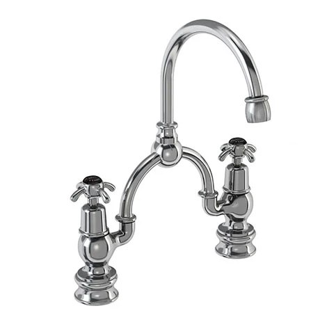 Burlington Anglesey Regent Black 2TH Bridge Curved Spout Basin Mixer (230mm centers) 1 Burlington Anglesey Regent Black 2TH Bridge Curved Spout Basin Mixer (230mm centers)