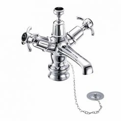 Burlington Anglesey Regent Black Basin Mixer with Plug & Chain Waste