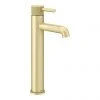 Arezzo Fluted Round Brushed Brass High Rise Mono Basin Mixer Tap