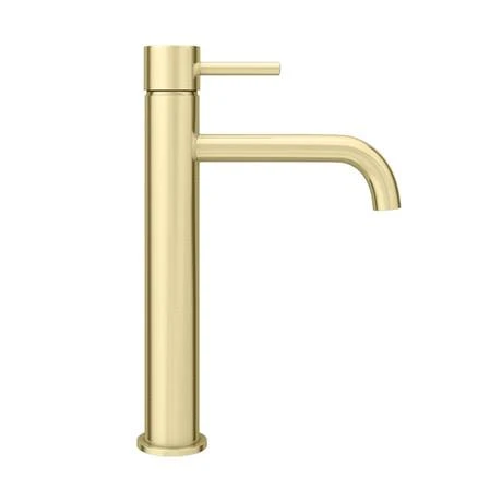Arezzo Round Brushed Brass High Rise Mono Basin Mixer Tap 3 Arezzo Round Brushed Brass High Rise Mono Basin Mixer Tap - Image 3