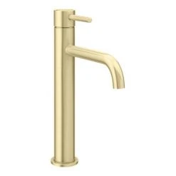Arezzo Round Brushed Brass High Rise Mono Basin Mixer Tap 9 Arezzo Round Brushed Brass High Rise Mono Basin Mixer Tap -Basin Taps Shop AZBBHRT n detail1 460