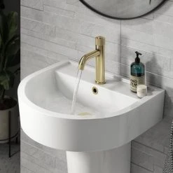 Arezzo Brushed Brass Industrial Style 1-Touch Basin Tap -Basin Taps Shop AZIS1TBB n d5 460
