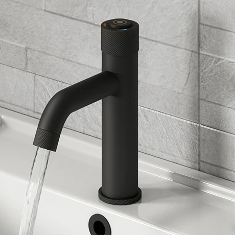 Arezzo Matt Black Industrial Style 1-Touch Basin Tap 1 Arezzo Matt Black Industrial Style 1-Touch Basin Tap