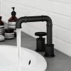Arezzo Matt Black 2TH Industrial Style Deck Mounted Basin Mixer