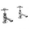 Bayswater White Crosshead Domed Collar Traditional Basin Taps