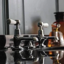 Bayswater White Lever Domed Collar Traditional Basin Taps -Basin Taps Shop BAYT301 D2 460