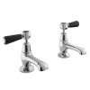 Bayswater Black Lever Domed Collar Traditional Basin Taps