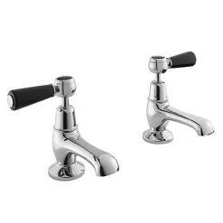 Bayswater Black Lever Domed Collar Traditional Basin Taps