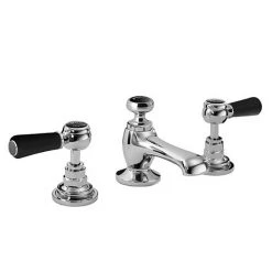 Bayswater Black Lever 3 Tap Hole Deck Basin Mixer + Pop-Up Waste