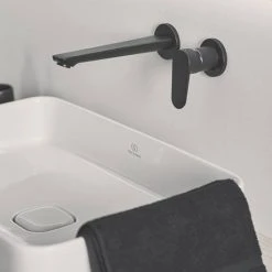 Ideal Standard Silk Black Cerafine O Wall Mounted Basin Mixer -Basin Taps Shop BD133XG D3 460
