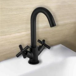 BagnoDesign Ibiza Matt Black Mono Basin Mixer with Pop-up Waste -Basin Taps Shop BDM IBI 301 MB D2 460