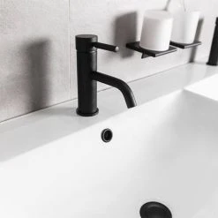 BagnoDesign M-Line Matt Black Mono Basin Mixer -Basin Taps Shop BDM MLI 301S BK D2 460