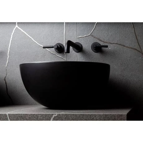 BagnoDesign M-Line Matt Black Wall Mounted 3-Hole Basin Mixer 3 BagnoDesign M-Line Matt Black Wall Mounted 3-Hole Basin Mixer - Image 3