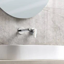 BagnoDesign Teatro Chrome Wall Mounted 2-Hole Basin Mixer -Basin Taps Shop BDM TEA 315 CP D2 460