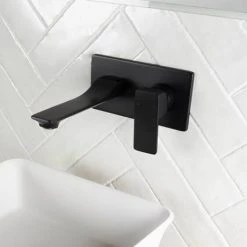 BagnoDesign Zephyr Matt Black Wall Mounted Basin Mixer 6 BagnoDesign Zephyr Matt Black Wall Mounted Basin Mixer -Basin Taps Shop BDM ZEP 305 MB D2 460