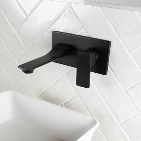 BagnoDesign Zephyr Matt Black Wall Mounted Basin Mixer 3 BagnoDesign Zephyr Matt Black Wall Mounted Basin Mixer - Image 3