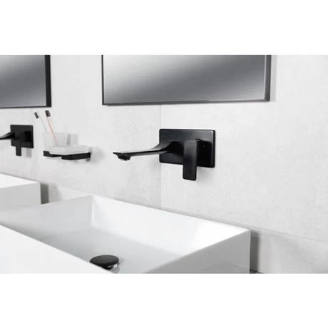 BagnoDesign Zephyr Matt Black Wall Mounted Basin Mixer 4 BagnoDesign Zephyr Matt Black Wall Mounted Basin Mixer - Image 4