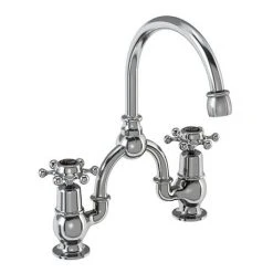 Burlington Birkenhead Black 2TH Bridge Curved Spout Basin Mixer (200mm centers)