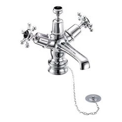 Burlington Birkenhead Regent Black Basin Mixer with Plug & Chain Waste