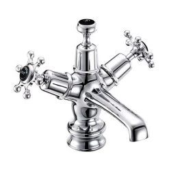 Burlington Birkenhead Regent Black Basin Mixer with Click-Clack Waste