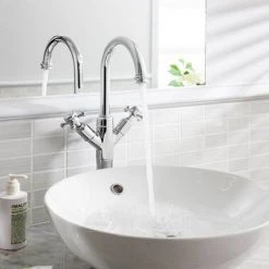 Crosswater - Belgravia Crosshead Tall Monobloc Basin Mixer Tap - Chrome - BL118DNC -Basin Taps Shop BL118DNC D3 460
