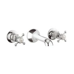 Crosswater - Belgravia Crosshead Wall Mounted 3 Hole Set Basin Mixer - BL131WNC