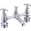 Burlington Anglesey Regent - Chrome 2 Tap Hole Bridge Basin Mixer with Plug & Chain - ANR10