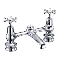 Burlington Birkenhead Regent Chrome 2 Tap Hole Bridge Basin Mixer with Plug and Chain - BIR10