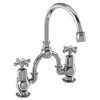 Burlington - Anglesey 2TH Bridge Curved Spout Basin Mixer (200mm centers) w Plug & Chain