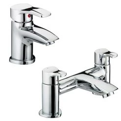 Bristan Capri Contemporary Basin + Bath Filler Tap Pack (inc. Basin Pop-up Waste)